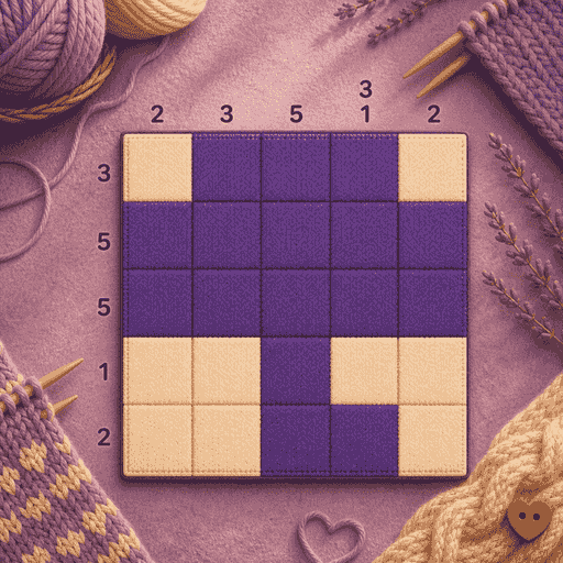 Nonogram in Just One More, Knit & Purl