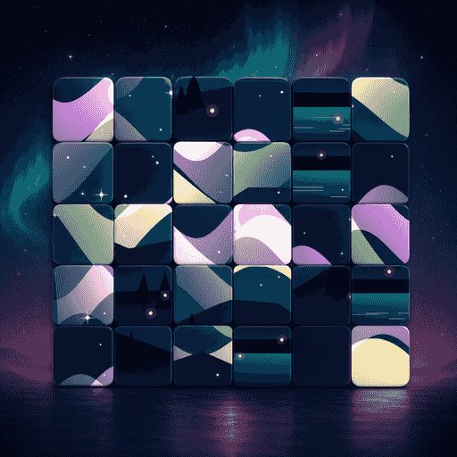 Sliding Puzzle in Just One More, under the Aurora