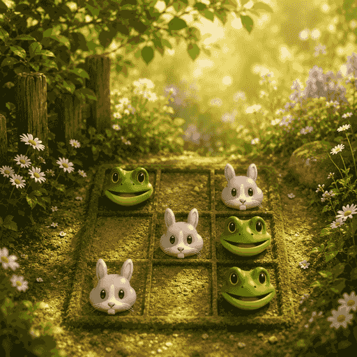 Tic-Tac-Toe in Just One More, Frog & Bunny