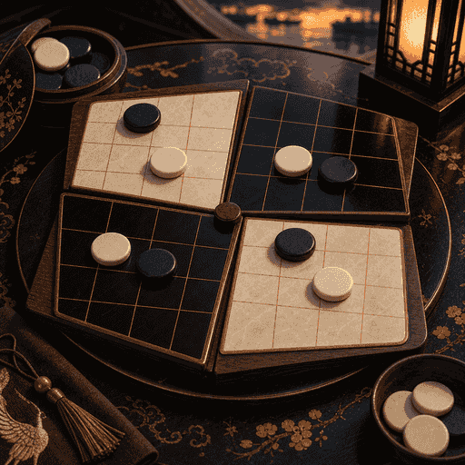 Pinwheel Reversi, played on the Reversi board in Just One More